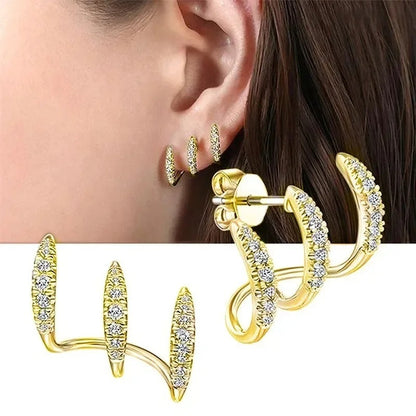 Women’s Claws Stud Earrings 925 Silver Crystal Gold Modern Jewelry