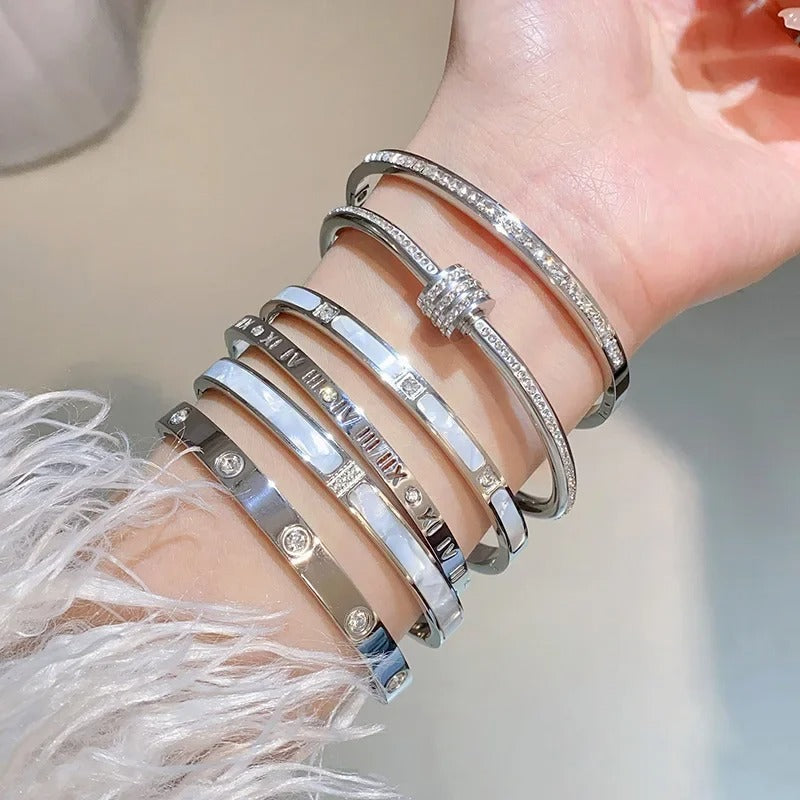 Silver Color Stainless Steel Colorfast Bracelets Sky full Star Bracelet Set for Women Fashion Light Luxury Jewelry Gifts