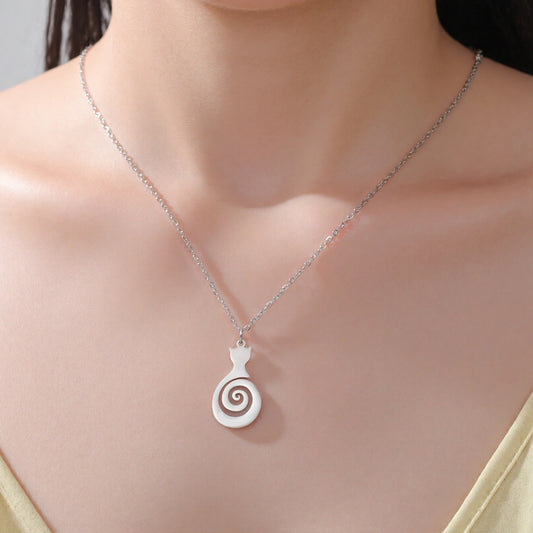 Lucktune Hollow Spiral  Necklace Gothic Gold Stainless Steel  Pendant Jewelry for Women