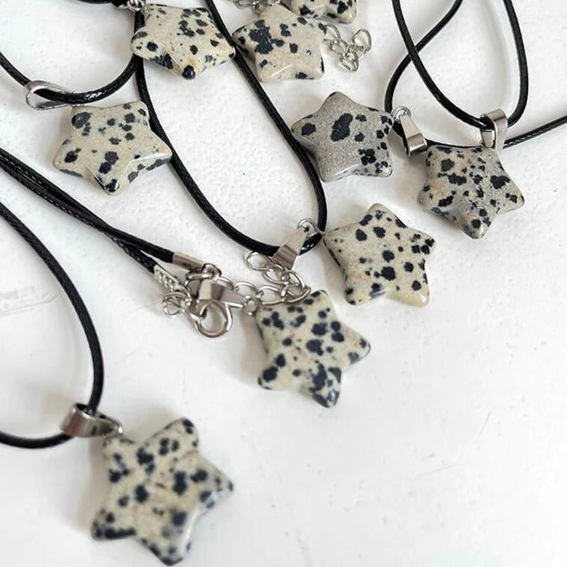 Pentagram Star Crystal Pendant Necklace Sacred Healing Gemstone Natural Stone Pendant for Women Girls Necklace Crystal Healing