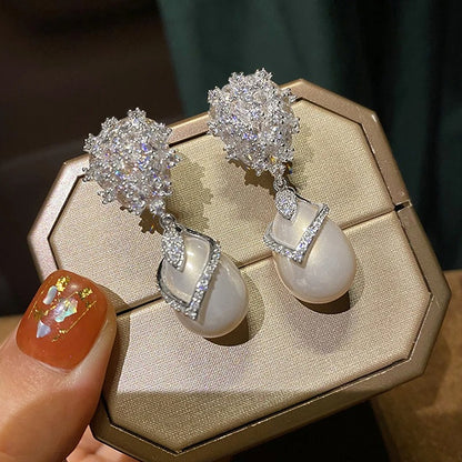 Gorgeous Pearl Drop Earrings Women Bridal Wedding Party Accessories