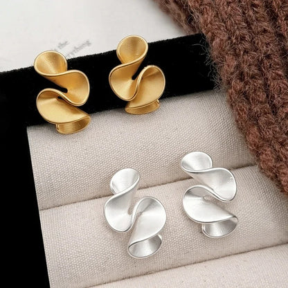 925 Sterling Silver Twisted Flower Stud Earrings 18K Gold Women’s Jewelry
