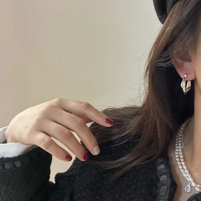 925 Sterling Silver Irregular Shape Earrings Women Birthday Gift