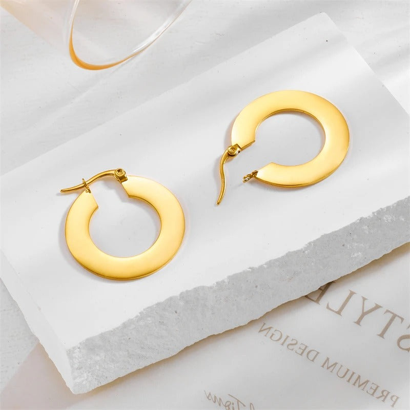 Stainless Steel Gold Hoop Earrings Non-Fading Women Jewelry