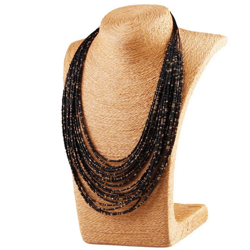 Multicolor Necklace Set Fashion Multi-layer Seed Beaded Vintage Long Necklaces For Women Long Pendants Wedding Jewelry