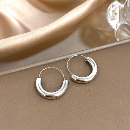 Gold Silver Geometric Circle Hoop Earrings Stainless Steel Women