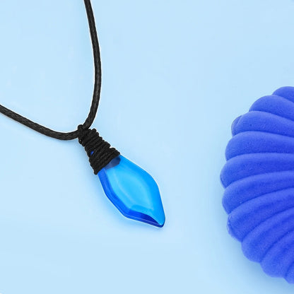 Mermaid Blue Crystal Necklace Just Add Water Energetic Pendant Jewelry Accessories for Women Unisex Birthday Gift