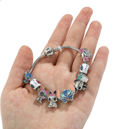 Cute Cartoon-Inspired Stitch Bead Bracelet – DIY Hand Chain for Women & Girls