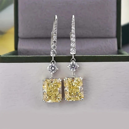 Trendy Yellow Cubic Zirconia Earrings Women Dance Party Jewelry