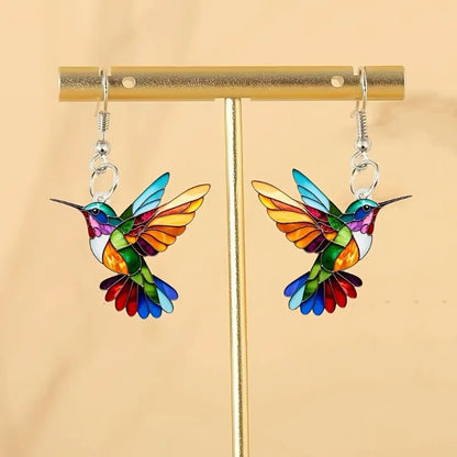 Acrylic Hummingbird Drop Earrings 2D Bird Shape Women Girls