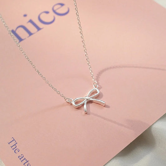 Delicate Silver Color Bowknot Pendant Necklaces For Women Unique Design Fashion Handmade Jewelry Gift