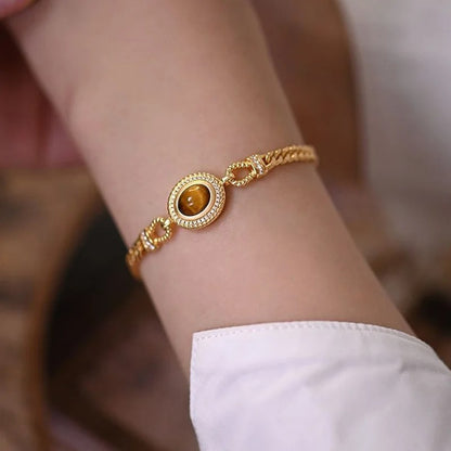 Women's Tiger Eye Bracelet Fashion Stainless Steel Charm Jewelry