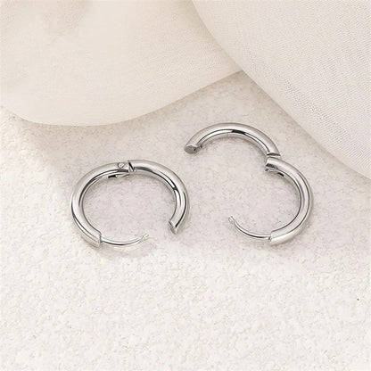 5pcs Set – Stainless Steel Circle Hoop Earrings for Women & Girls | Black, Gold, Silver Color