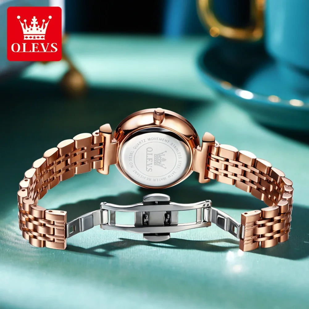 OLEVS Women’s Quartz Watch Rhombic Mirror Design Waterproof