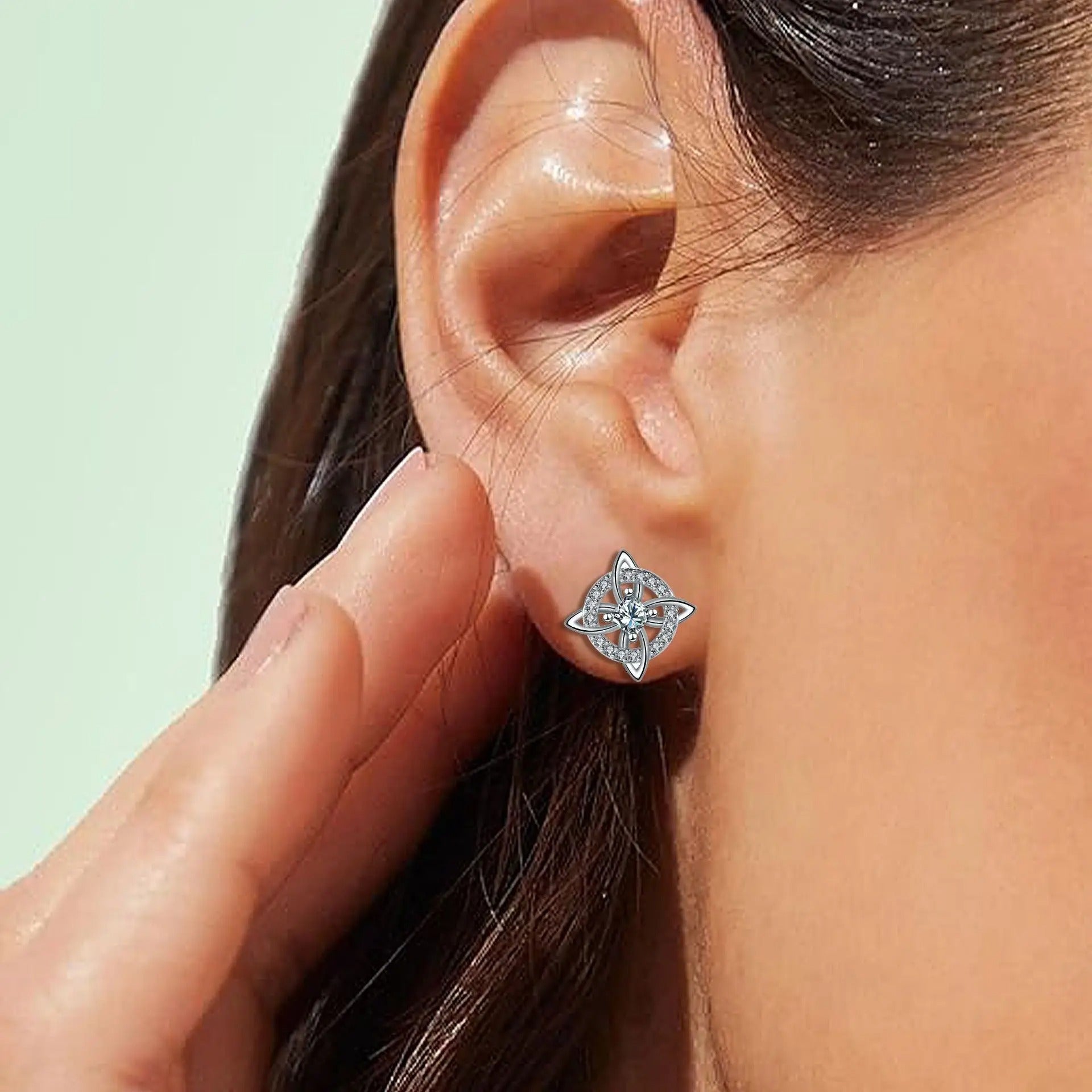 925 Sterling Silver Nudo De Bruja Original Stud Earrings for Women Witches Knot Earrings with Zircon Protection Amulet Jewelry