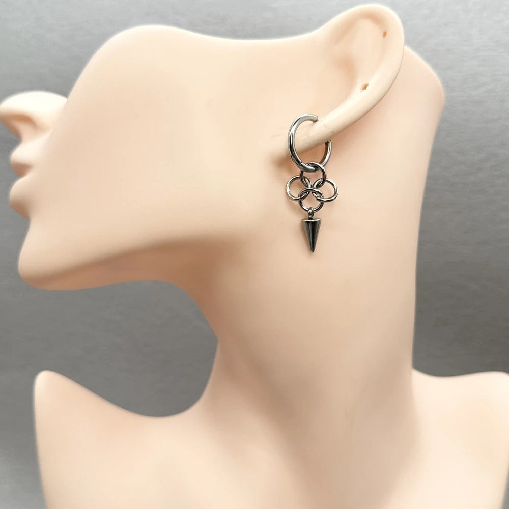 Handmade Stainless Steel Spike Drop Earrings Gothic Byzantine Women