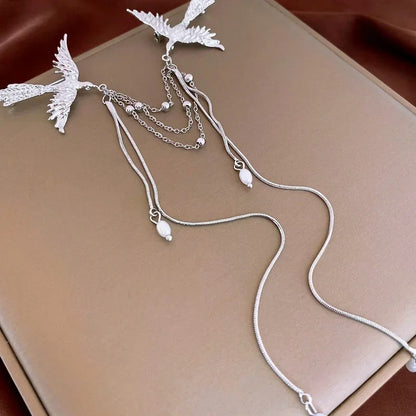 Animal Bird Brooch Pin Fire Phoenix Long Fringe Corsage