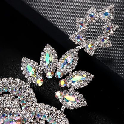 Heart Crystal Dangle Earrings Women Wedding Party Jewelry
