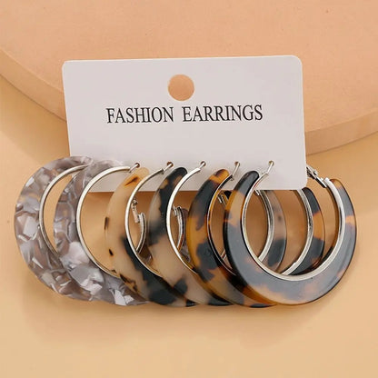 Colorful Geometric Acrylic Hoop Earrings for Women & Girls