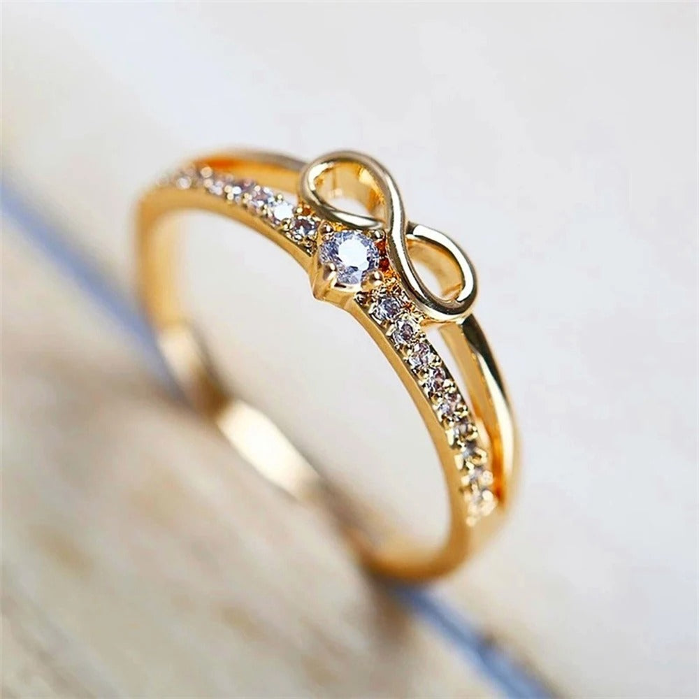 Chic Bow Shape Finger Ring for Women Infinity Sign Cubic Zirconia Rings Fashion Finger Accessories Daily Party Jewelry