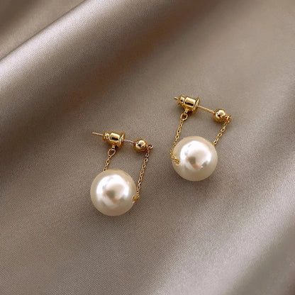 Elegant Small Pearl Pendant Earrings for Women Fashion Dangle Jewelry