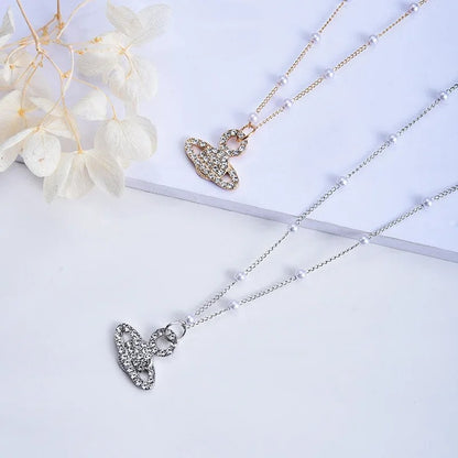 Cute Star Zircon Necklace for Women Planet Pendant Bead Chain Jewelry Girlfriends Party Gift