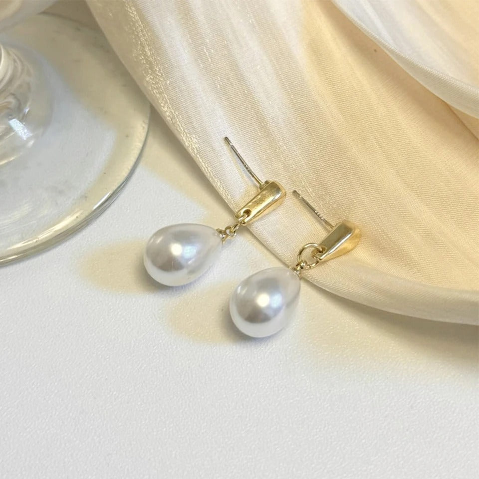 Fashion Elegant Teardrop Pear Imitation Pearl Drop Earrings Simple Versatile Jewelry Gift For Women