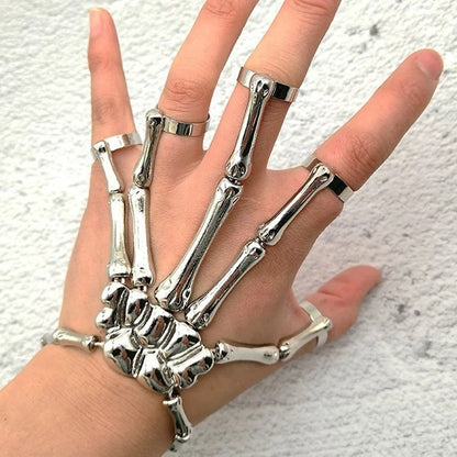 Punk Skull Skeleton Finger Bracelet Gothic Jewelry Halloween Party