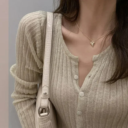 Temperament Heart Pendant Chain Necklace for Women Stainless Steel Stylish Choker 18 K Jewelry Waterproof Party Gift