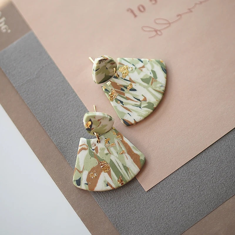 Marble Effect Polymer Clay Geometric Dangle Earrings for Women