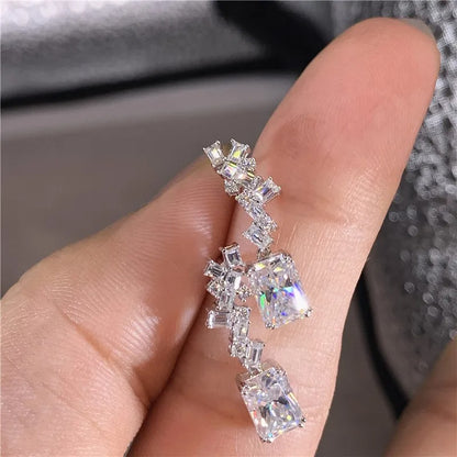 Trendy Women Earrings with Geometric Cubic Zirconia Creative Jewelry for Wedding Engagement Gorgeous Anniversary Gifts