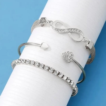 Kuziduocai 316L Stainless Steel Heart Zircon Seashell Flower Bracelet
