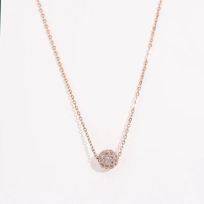 Luxury Shiny Full Zircon Lucky Bead Pendant Necklace for Women Temperament Stainless Steel Korea Chokers Jewelry Gift Colorfast