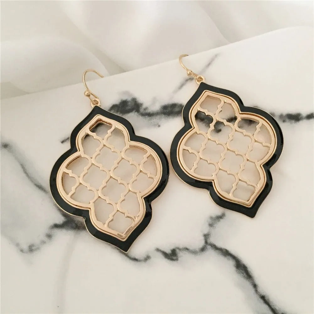 Hollow Geometric Drop Earrings Gold Korea Design Women