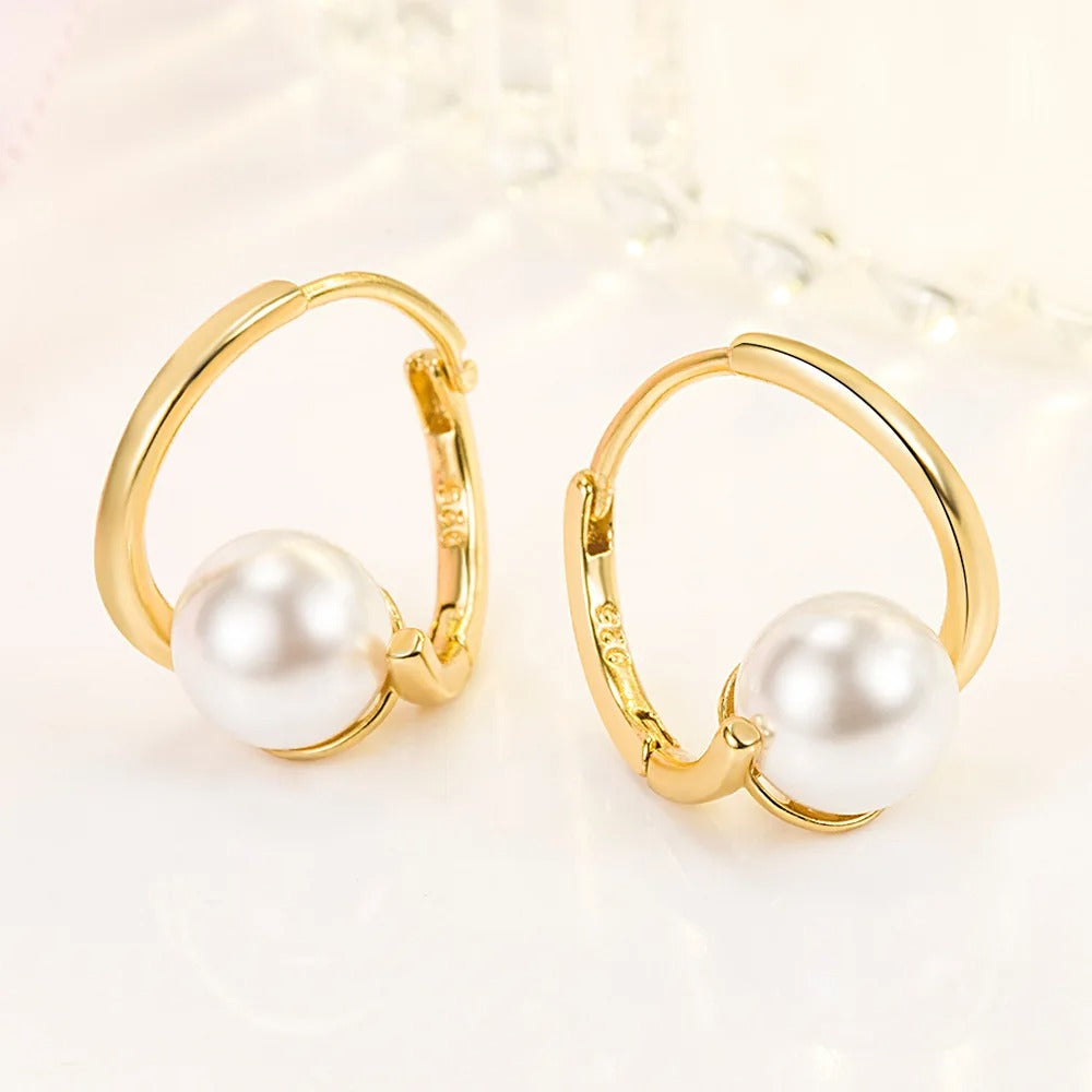 Women's New 925 Sterling Silver Pearl Jewelry Fashion Spiral Hoop Earrings XY0175