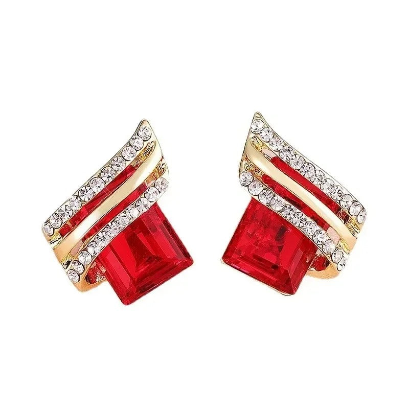 Princess Gold-Plated Zircon Earrings Women Birthday Anniversary Gift