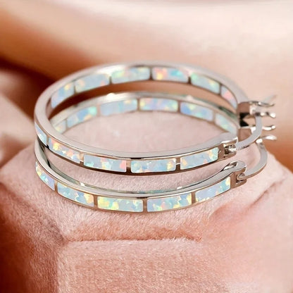 Sparkling Zirconia Drop Earrings Elegant Circle Jewelry for Women