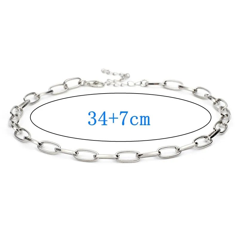 Short Punk Gold Color Big Chains Necklaces Gothic Jewelry Women Pendant Choker Necklace Girl Valentine's Day Gift