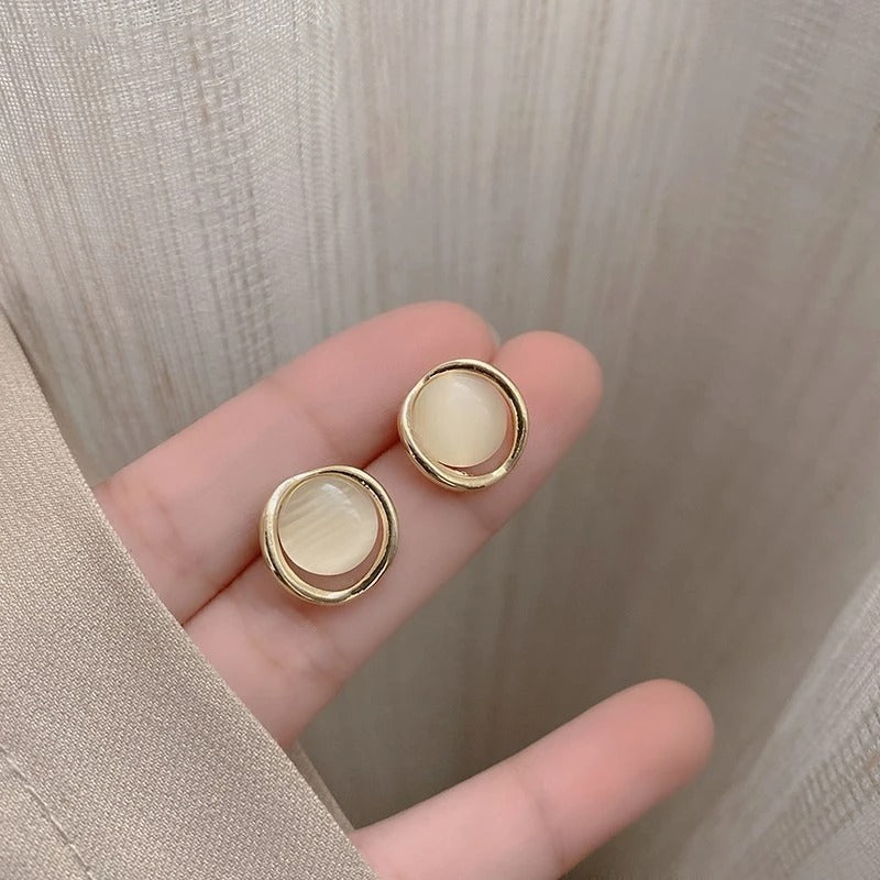 Women’s Opal Stud Earrings Temperament Sweet Korean Design Jewelry