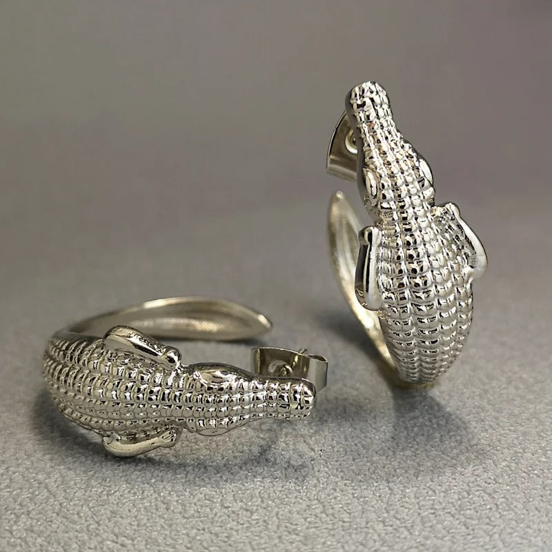 Punk Creative Alloy Crocodile Alligator Earrings for Women Punk Creative Animal Stud Earrings Fashion Ear Jewelry Gift