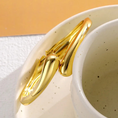 Women's Open Cuff Bangle Simple Teardrop Shaped Gold Silver Jewelry