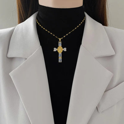 Classic Personalized Love Virgin Mary Micro-paved White Jewelry Necklace Gorgeous Stainless Steel