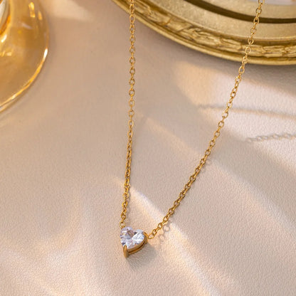 Punk Small CZ Zircon Heart Pendant Female Gold Color Stainless Steel Clavicle Choker Chain Necklace for Women Jewelry Gift 2025