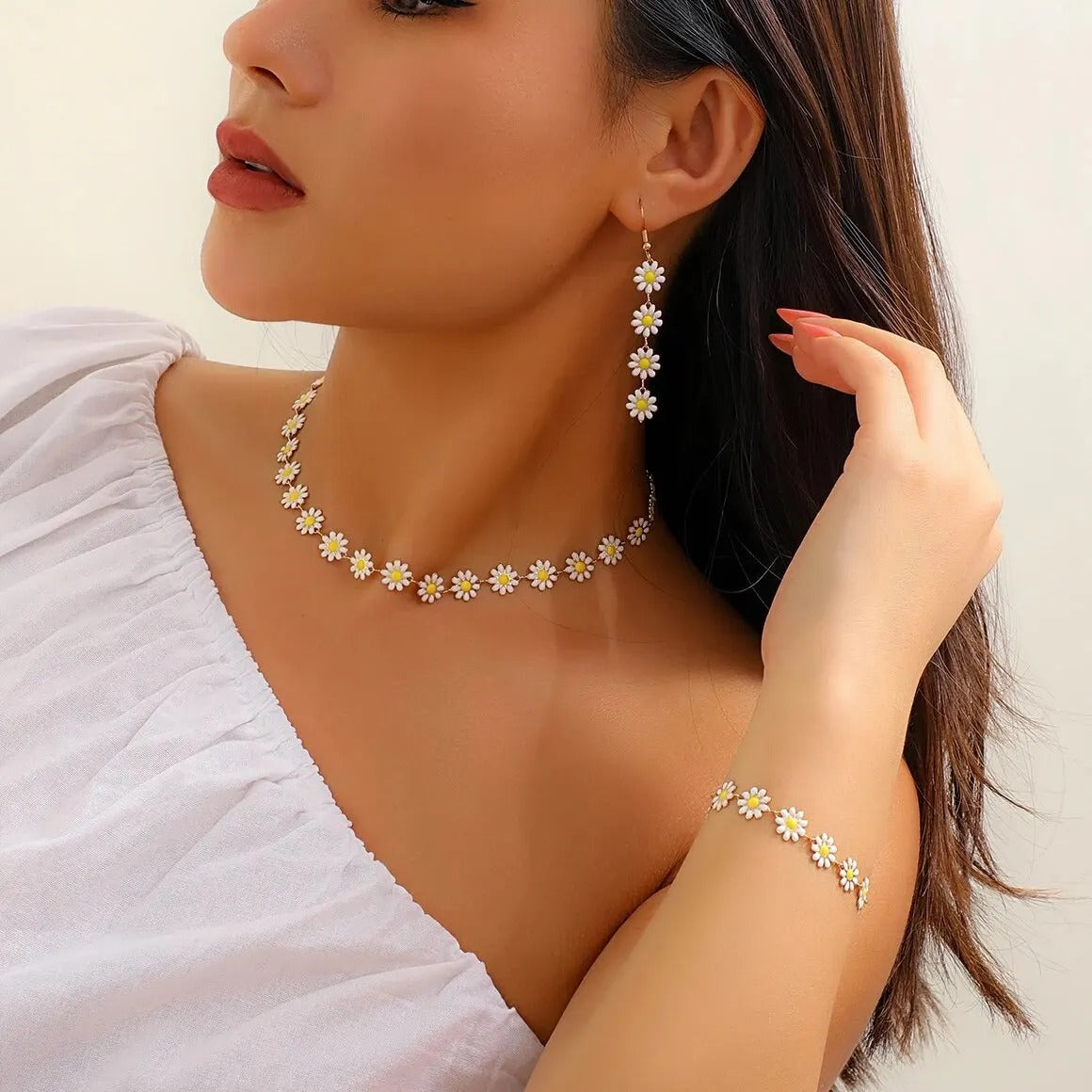 Women’s Sweet Flower Jewelry Set Summer Aesthetic Accessories