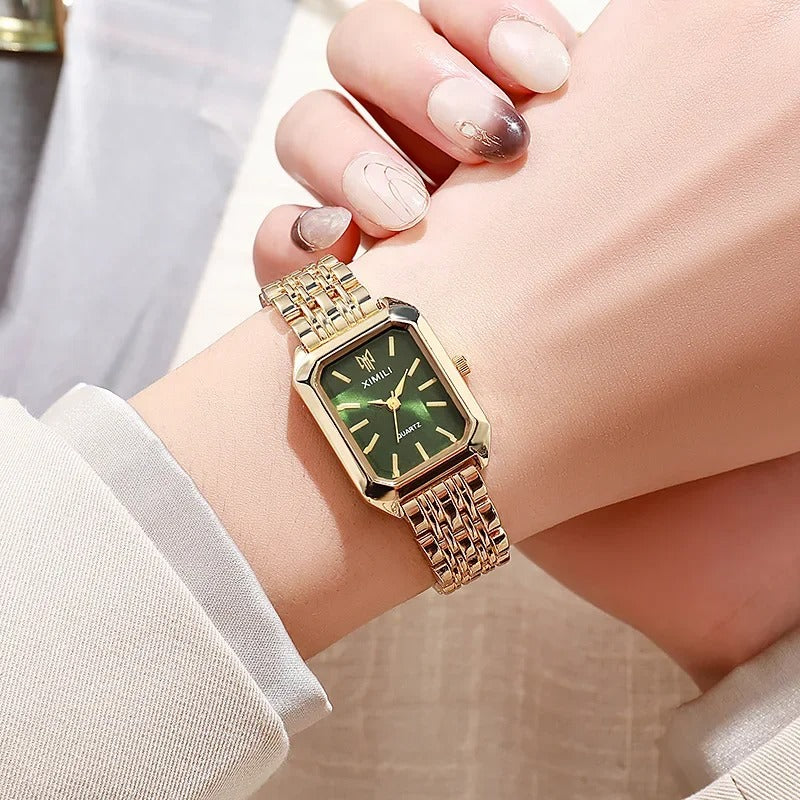 2025  Stainless Steel Strap Watch Women Luxury Gift Quartz Wristwatch Fashion Simple Square Quartz Watches
