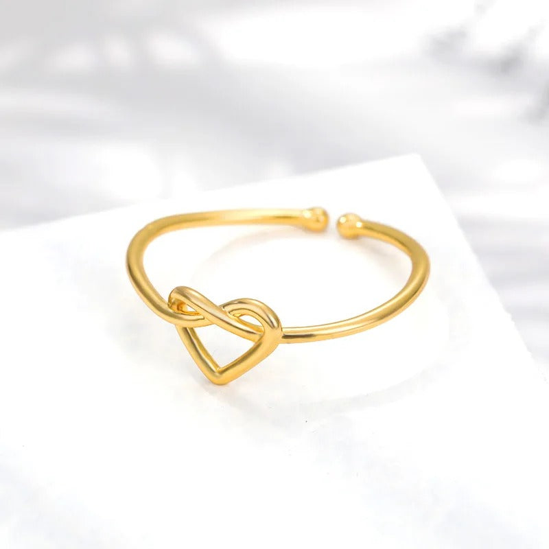 Women’s Gold Color Stainless Steel Heart Ring Wedding Jewelry