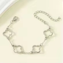 Fashion Elegant Hollowed Out Four-leaf Clover Bracelet Stainless Steel Adjustable Chain Bracelets Ladies Daily Jewelry