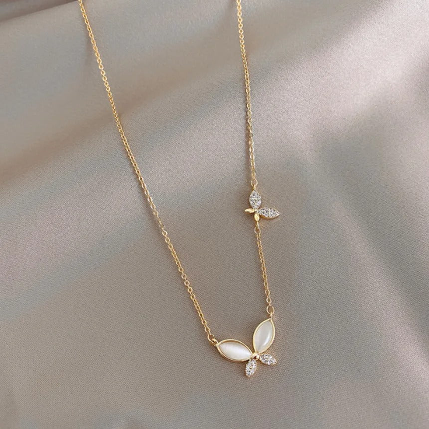 316L Stainless Steel Butterfly Necklace Light Luxury Small Clavicle Chain Ladies Fashion Exquisite Jewelry