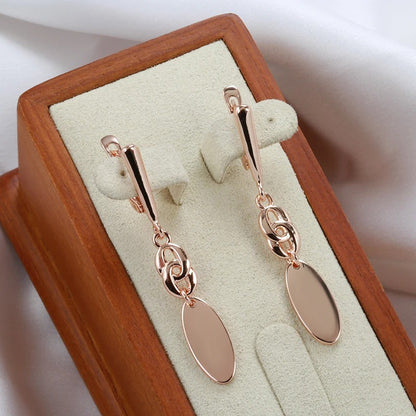 Glossy Rose Gold Geometry Dangle Earrings Women Fashion Jewelry