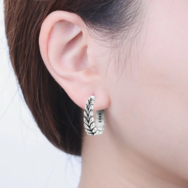 Real Sterling Silver Hoop Earrings Women Engagement Party Jewelry Gift